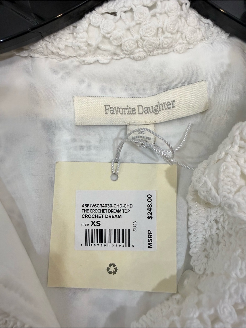 Favorite Daughter Crochet Dream Top White Cotton Crochet Button Shirt US XS - Picture 9 of 10